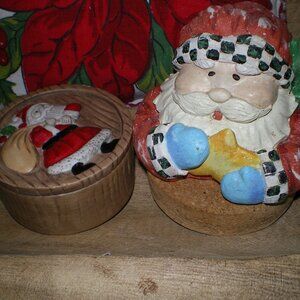 Primitive Santa Candle and Santa Candle Topper Set